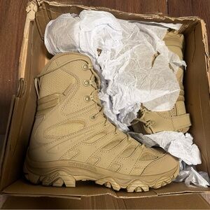 Merrell Mens Moab 3 8" Tactical Zip Waterproof Boot Dark Coyote Leather J004107